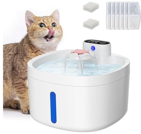 Fontaine sans Fil pour Chat, 3l,Alimenté par Batterie sans Fil, Distributeur Chat Eau Capteur Intelligent,Filtre à 5 Niveaux, Distributeur Deau Chat, Convient Aux Chats D'IntéRieur