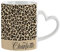 Personalised Cheetah Print Mug Custom Name, Leopard Print, Animal Print, Heart Handle Coffee, Tea Mug. (White)