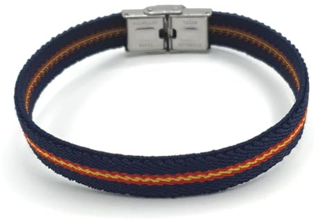 Pulsera bandera España - Nanaleja - Diseño duradero y cierre inoxidable - Pulsera España Elástica - Pulsera hombre y mujer - Ideal para guardia Civil y Policía Nacional - Cinta bandera España elástica