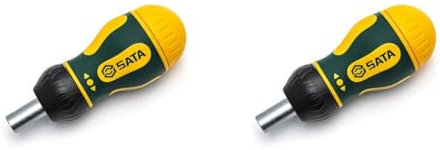 SATA ST09348 6In1 Stubby Ratcheting Screwdriver Set with Smooth Ratcheting Mechanism and Three Settings (Pack of 2)