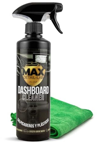 MAX DETAIL-LAB - Dashboard Cleaner - Limpia Salpicaderos Coche, Renovador Plasticos, Abrillantador Reparador, Fórmula Sin Siliconas, Agradable Perfume, Kit Limpieza Detailing Car Profesional, 500ml