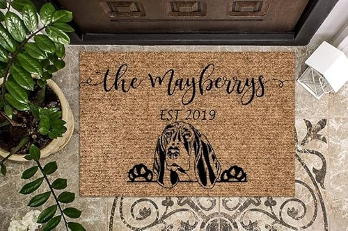 MIAOMANSENSTORE Door mat indoor Basset Hound Dog Personalized Doormat, Basset Hound Dog Lovers Home Doormat Home Decor