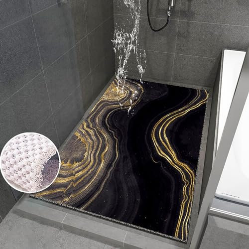 Pevfeciy Tapis de Douche antidérapant 90x120 cm à Motif Marin coloré en PVC Tapis de Bain antiderapant Crochet de Sangle, Doux et Confortable, Haute perméabilité à l'eau