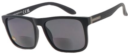 Tumaron Bay Eyewear Modell Captiva – bifokale Sonnenbrille in schwarz - mit unauffälligen Lesefenster im unteren Bereich der Gläser mit Addition +2.50
