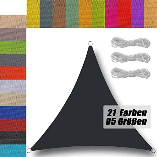 Ufamiluk sonnensegel wasserdicht 2.5x2.5x2.5m Dreieck Gleichseitiges Segeltuch sonnensegel nach maß Balkon Regenschutz 95% UV Schutz Windschutz Überdachung Plane für Garten Terrasse Outdoor Anthrazit