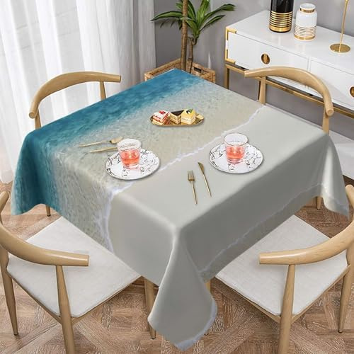 DNBCLEZK Beach Clear Sea Sand Square Table Cloth Wipe Clean, Print Polyester Dust-Proof Shrink-Proof Table Cover Decoration Tablecloth