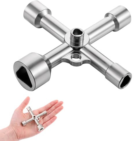 AOZUO 4 Kant Schlüssel in 5 Größen, Dreikantschlüssel Mülltonne Dreieck Schlüssel Vierkantschlüssel Schaltschrankschlüssel für Ventile Wasserhähne Hydranten