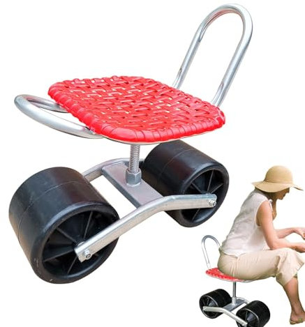 Garden Cart with Seat - Rolling Garden Seat | Adjustable Height Garden Work Seat, 360 Degree Rotating Stable Gardening Seats, Gardening Seat Picking Cart with Adjustable Seat Height and Direction