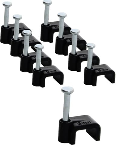 REULIN 100+ Pack Of 8mm Flat Cable Clips for Outdoor and Indoor Use, Wire Management Nail Clips (Black, 8 mm - Flat)