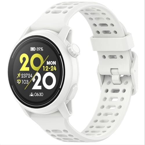 GIOPUEY Armband Kompatibel mit COROS PACE 2/APEX 2/42MM, Weiches Silikon Armband [Verschleißfest] [Atmungsaktiv] Ersatzarmband - White