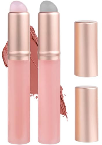 Lip Brush for Lipstick,2 PCS Silicone Lip Brushes,Lip Makeup Applicator Beauty Tool with Lid(Pink)