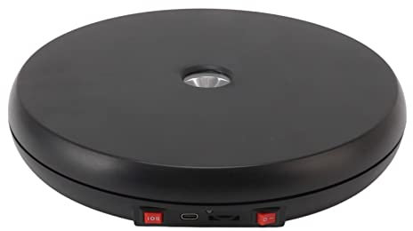 Akozon 25 Cm Elektrisches Rotierendes Display Plattenteller mit LED (BLACK)