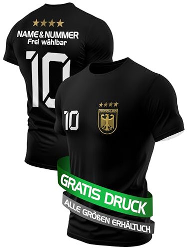 DE FANSHOP Deutschland Trikot für Kinder und Erwachsene – Personalisierbares Fußball-Trikot mit Namen – Ideal für Fußballfans zu Weihnachten als Geschenk Herren