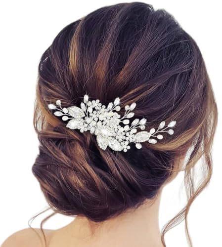 Zoestar Strass Braut Hochzeit Haarkamm Kristall Braut Kopfschmuck Perle Hochzeit Haarschmuck für Frauen und Mädchen