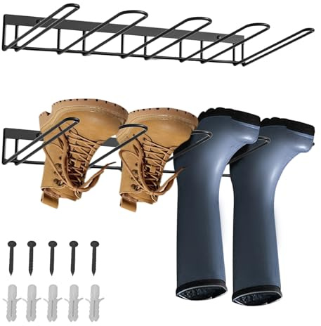 Yuecuu Metall Schuhregal Wand, 2 Stück Stiefelhalter Wandhalterung für 4 Paar Stiefel Aufbewahrung - Einfach Aufzubauen