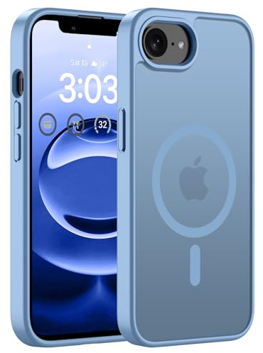 ORDA Magnetische für iPhone 16e / iPhone 17e Hülle, Hellblau | Durchscheinend Rückseite, Matt Handyhülle, Stoßfest Kratzfeste Schutzhülle