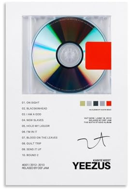 Kanye Poster West, Yeezus Albumposter, Leinwanddruck, ästhetische Wandkunst, moderne Heimdekoration für Schlafzimmer, Wohnzimmer, 30 x 45 cm, ungerahmter Stil