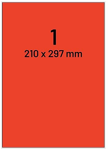 Laser-Etiketten auf A4 Bogen, rot - 210 x 297 mm - 100 Papier Aufkleber auf 100 Blatt, selbstklebende Universal Klebeetiketten
