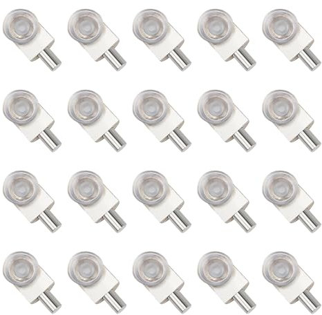 20PCS Zinc Alloy Shelf Support Pegs with Silicone Suction Cups 5 mm Dia Polished Glass Shelf Pins Brackets for Display Cabinets, Bookshelves, Wine Racks & Portable Shelves, Non-Slip Cushion Mounts