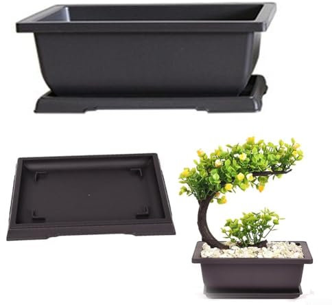 Pots de fleurs rectangulaires en plastique respectueux de l'environnement avec plateaux assortis pour jardinage domestique (29 plateaux rectangulaires)