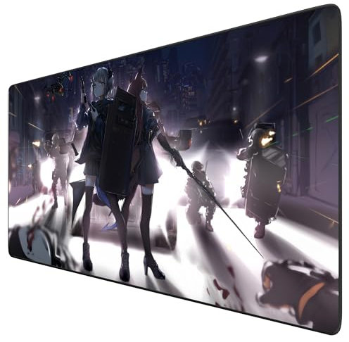 Arknights Lappland Texas Large Mouse Pad XXL, Blue Red Green Anime Gamer Waterproof with Rubber Base Non-Slip Textured Surface Ideal for PC (900 x 400 mm)