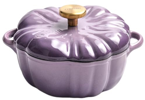 Pumpkin Dutch Oven Pot with Lid & Handle 1.5L Non-Stick Enamel Pumpkin Dutch Oven Even Heating Universal Kitchen Pot for Stew