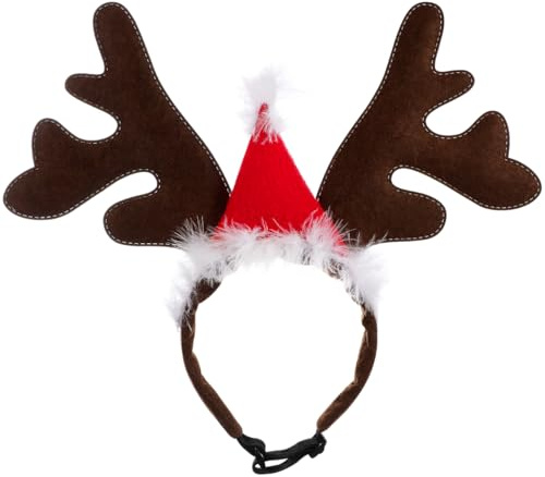 Toyvian Weihnachtsgeweih Haarreifen FüR Hunde Und Katzen Weicher Roter Kaffee HaarbüGel Mit Geweih Festliches Haustier KostüM ZubehöR FüR Fotografie Und Weihnachtsfeier