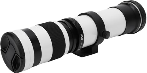 Annadue Lente Teleobiettivo da 800 Mm per Supporto RF, Lente a Fuoco Manuale 420-800mm F8.3, con Rivestimento MC per la Fotografia di Uccelli Luna (White)