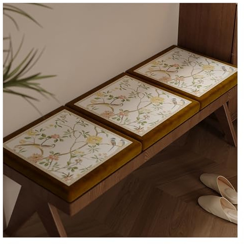 Stuhlkissen, Verdickte Quadratische Sitzkissen, Schuhbank Sitzkissen, Meditationsmatte, Rutschfestes, Abnehmbarer, für Zuhause, Terrasse, Balkontische(White,35x35x3.5cm)