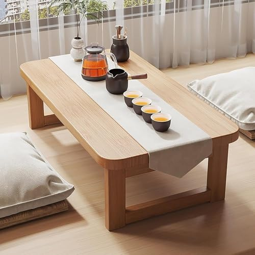 Wohnzimmer Couchtisch Tisch Niedrig Klappbar,Japanischer Bodentisch,Niedriger Couchtisch Für Sitzen Auf Dem Boden, Für Wohnzimmer, Tatami, Wohnzimmer, Balkon,(Size:47*19*10in/120*48*25cm,Color:yeollw)