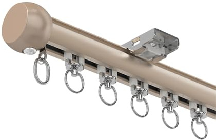 Gardinenstange, Metall Gardinenstange mit Kugelkopf Enden mit stummen Rollen，Blickdicht ，hochwertig，für Schlafzimmer, Wohnzimmer und Küchen für Wandmontage(Gold,300cm(9.8ft))