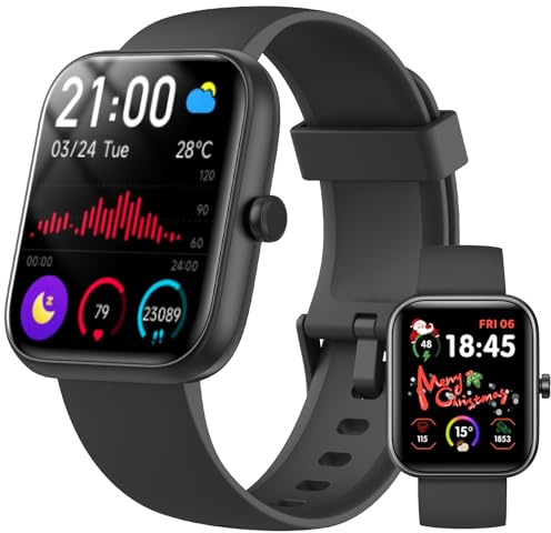 Reloj Inteligente Hombre Mujer Konitee, Smartwatch con Llamadas Bluetooth, 1.83 Pulsera Actividad con Whatsapp Mensajes, 110+ Modos Deportivo, SpO2/Sueño/Pulsómetro, Impermeable IP68 para iOS/Android