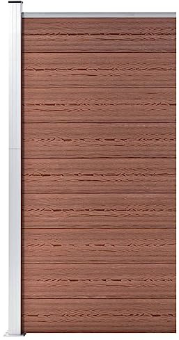 Zaunelement WPC 95x186 cm Braun, Sichtschutzzaun Gartenzaun mit Holzmaserung, langlebig, erweiterbar, für Garten und Terrasse