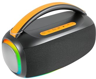 Lizoak Enceinte Bluetooth Portable 30W Stéréo, Lumière RGB, Appairage TWS, Étanche IPX7, Batterie 3000mAh, Double Basses Puissantes, Haut-Parleur sans Fil pour Fêtes et Activités Extérieures