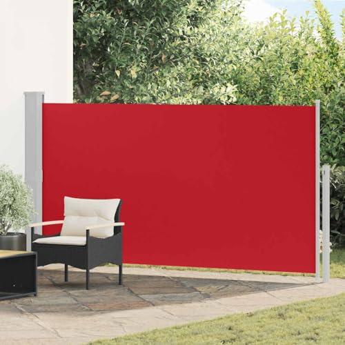 Nqyjm Auvent latéral extensible, 170 x 300 cm, rouge, pare-vent, store latéral pour balcon, terrasse, jardin