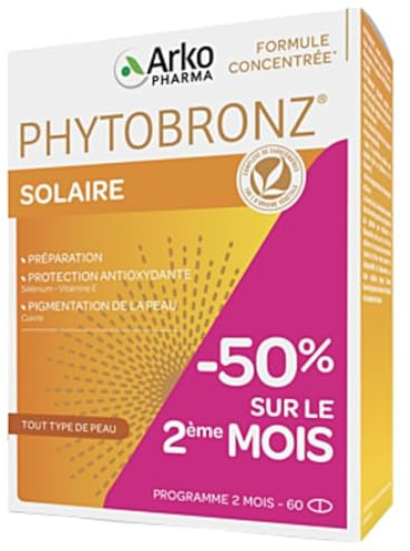 Arkopharma Phytobronz préparateur solaire 60 capsules 50% sur le 2ème mois