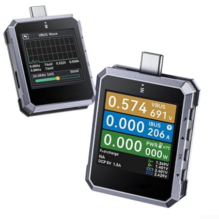 240W USB-C Power Tester FNB-C2 - 3.9 cm TFT Display, PD3.1 QC5.0 Protokollauslöser, Spannungsstrom-Monitor für Telefon-Ladegerät, Powerbank & Kabel eMarker Check