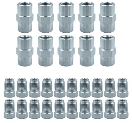 Bremsleitung Verbinder, 20 Verschraubungen und 10 Verbinder Set Profi Bremsleitungsverbinder Set BöRdelwerkzeug-Satz Double Flaring Tool KüHlerschlauch Verbinder für Ø 4,75mm Bremsleitung Bördel
