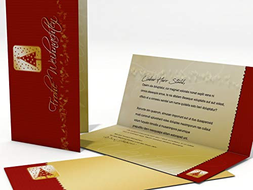 Weihnachtskarten bedruckbar | Frohe Weihnachten | 100 Klappkarten | 100 Briefumschläge DIN LANG | Karten Set