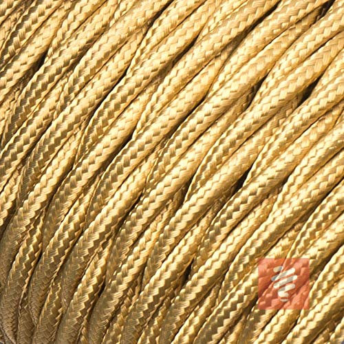 Textilkabel für Lampe, verseilt (geflochten), dreiadrig - 3x0,75mm², Gold - 5 Meter