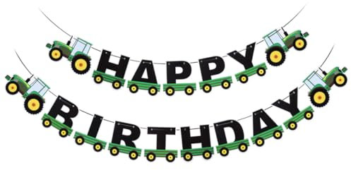 Traktor Geburtstagsbanner Traktor Girlande Wimpelkette für Traktor Geburtstag Party Zubehör Dekoration (grün)