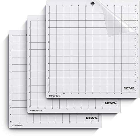 NICAPA Schneidematte für Silhouette Cameo 4/3/2/1 [Standardgriff, 12x12 Zoll, 3er-Pack] Haftende und rutschfeste Flexible gerasterte Schneidematten Ersatzmatten Zubehörset Vinyl Craft Sewing