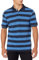 Amazon Essentials Herren Piqué-Poloshirt aus Baumwolle, Schmale Passform, Schwarz Blau Rugby-Streifen, XL