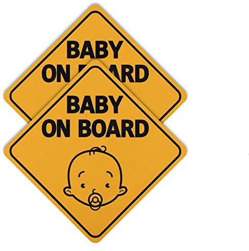 Hyber&Cara Baby an Bord Schild für Auto, magnetisches Baby im Auto Aufkleber, reflektierend in der Nacht, wasserdicht, gelb, 2 Stück