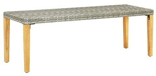 vidaXL Gartenbank Modern Sitzbank Parkbank Bank Garten Gartenmöbel Balkonbank Terrassenbank Rattanmöbel Rattanbank 80cm Poly Rattan Grau