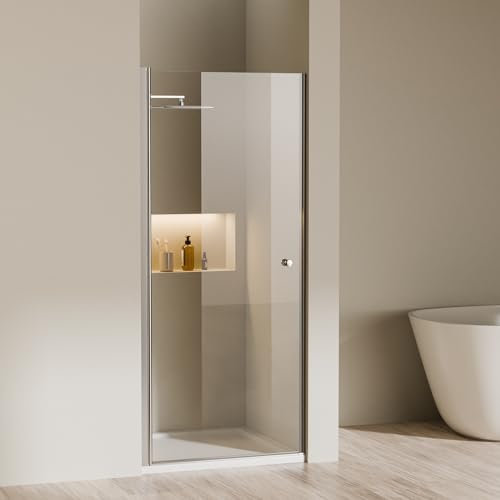 Heilmetz Nischentür 90x185 cm Duschabtrennung Duschtür Duschwand Pendeltür Dusche Schwingtür 6mm ESG Sicherheitsglas mit Beidseitiger Nano Beschichtung