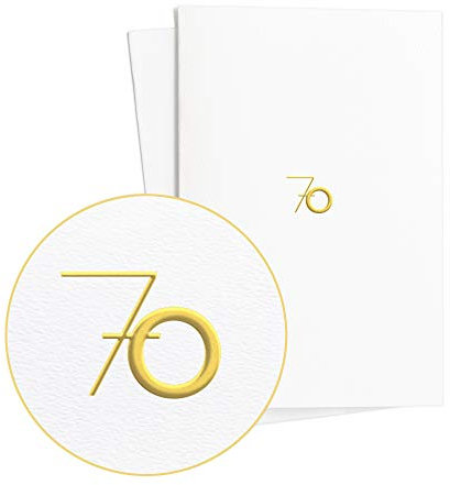 Geburtstagskarte 70 Edel (2er Set) und Hochwertig mit Goldfolienprägung auf strukturiertem Papier, Stilvolle Karte zum Geburtstag und Origineller Geschenkgutschein, E12
