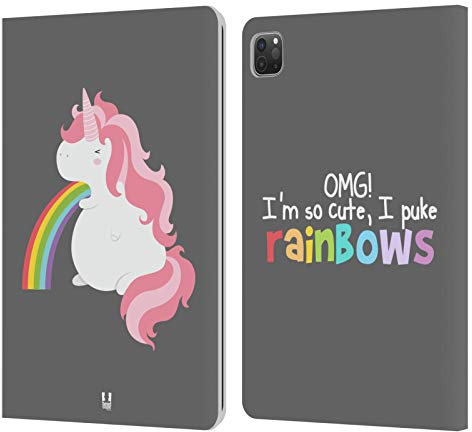 Head Case Designs Einhorn Regenbogenkotze Leder Brieftaschen Handyhülle Hülle Huelle kompatibel mit Apple iPad Pro 11 2020/2021 / 2022