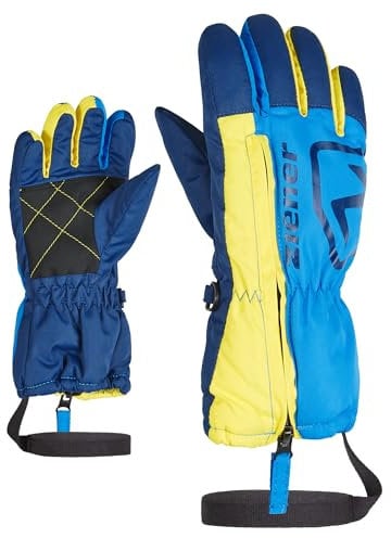 Ziener Kinder Leo Ski-Handschuhe/Wintersport | Langer Reißverschluss, Leash, Persian Blue, 98cm