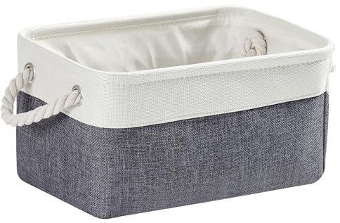 Mangata aufbewahrungskorb Stoff, Faltbare aufbewahrungsbox Schrank, Korb aufbewahrung Stoff mit Seil für Spielzeug, kleiderschrank, Regale, Kleidung (kaltes graues Weiß, Mittel)